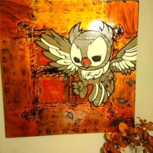 Owl abstract" artist/Anthony Trayer.     24x24. Original artwork